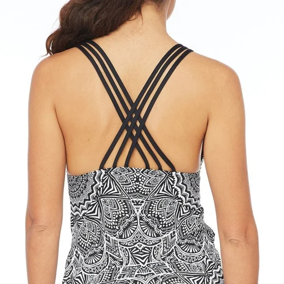 La Blanca New Black & White Henna Medalion Tankini SwimTop, 4 - Picture 2 of 6